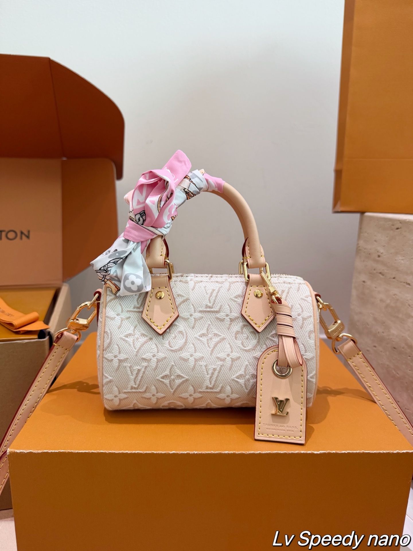 LV Speedy Handbag Monogram Canvas Cowhide Leather Embossed 2